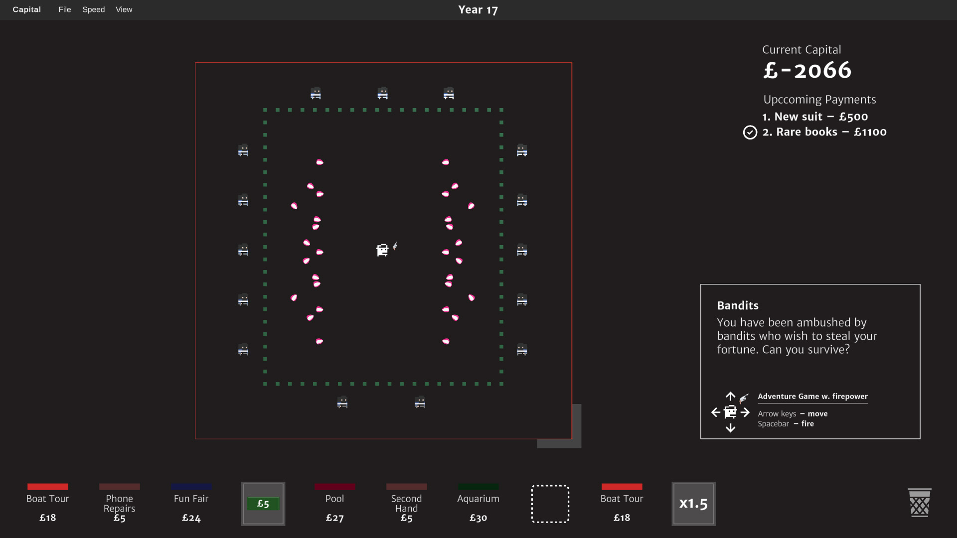 Surviving a bandit ambush in a top-down shooter mini-game