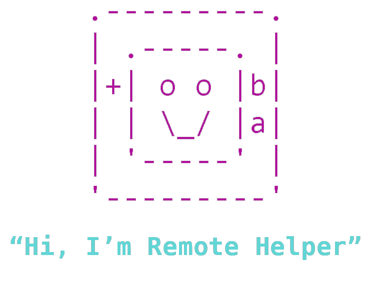 Remote Helper — three ASCII mascots typing to a Windows PC