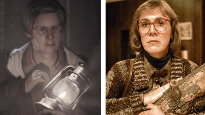 Alan Wake's lantern-carrying Lamp Lady beside Twin Peaks' Log Lady