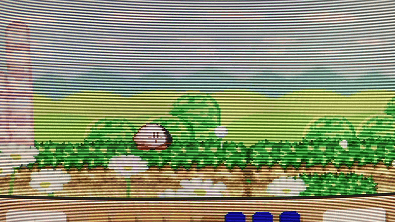 Same Kirby scene on CRT, sharper paler Wii component picture